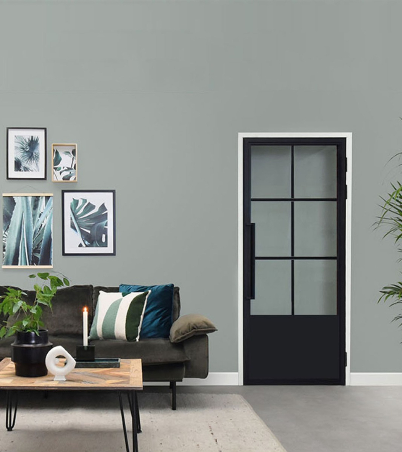 Outlet: Binnendeur Staal en Glas 6 vaks kickplate 833 x 2015 mm