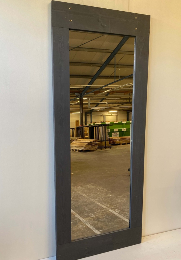 Outlet: Loftdeur Steigerhout Leisteen Grijs met spiegel 90 x 220 cm