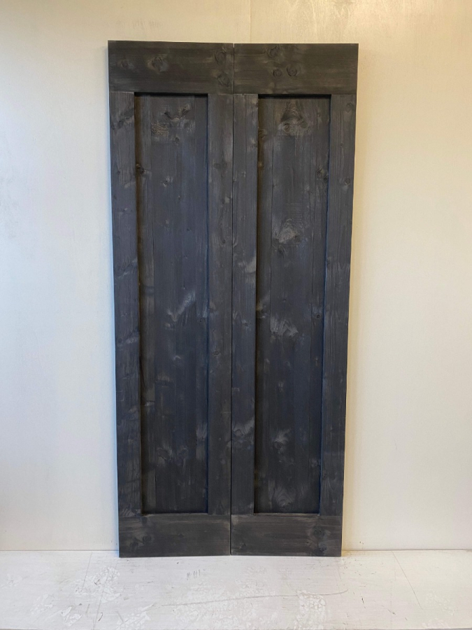 Outlet: 2 Vouwdeuren Steigerhout Vintage Zwart 50 x 220 cm