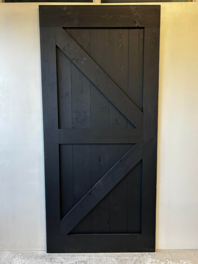 Outlet: Loftdeur Steigerhout Diep Zwart 110 x 238 cm
