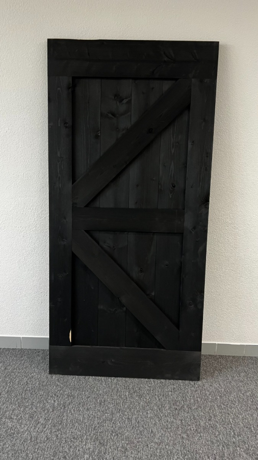 Outlet: Loftdeur Steigerhout Diep Zwart 98 x 205 cm