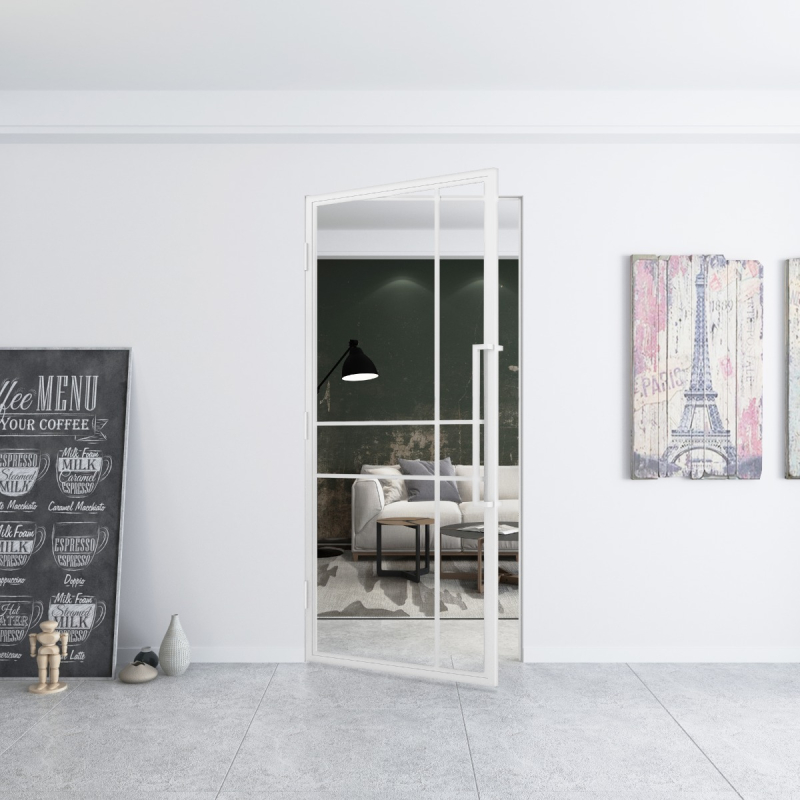 Witte Binnendeur Staal en Glas 6 vaks modern