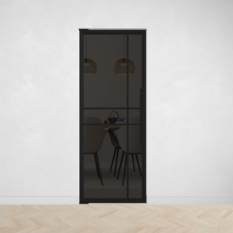 Outlet: Taatsdeur 6 vaks modern met zwart gerookt glas 2115 x 830 mm