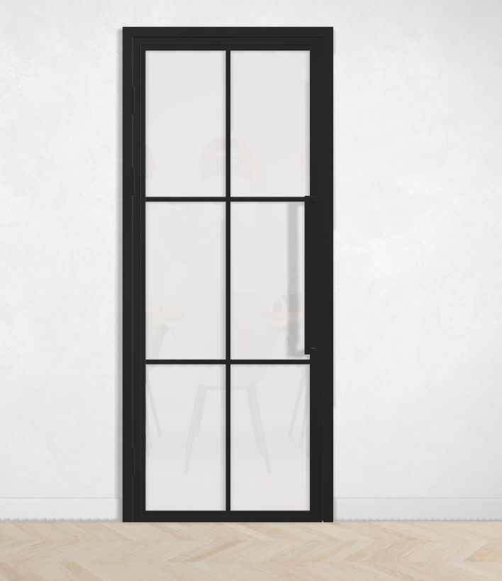 Outlet: Binnendeur Staal en Glas 6 vaks met mat glas 2115 x 833 mm