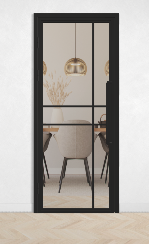 Outlet: Binnendeur staal en glas 6 vaks modern met helder glas 1996 x 775 mm