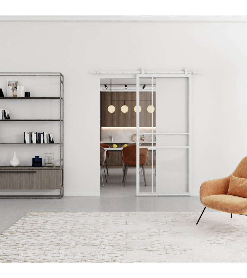 Witte Schuifdeur Staal en Glas - op maat gemaakt