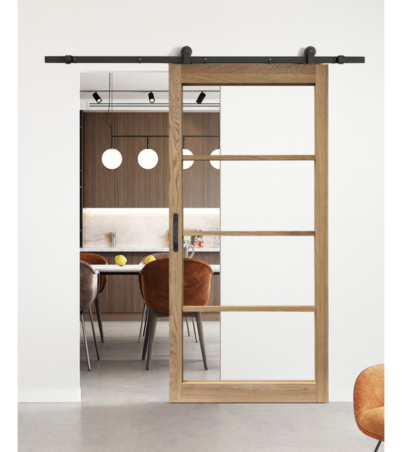 Loftdeur Eiken en glas 4 vaks