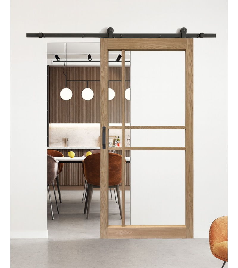 Loftdeur Eiken en glas 6 vaks modern