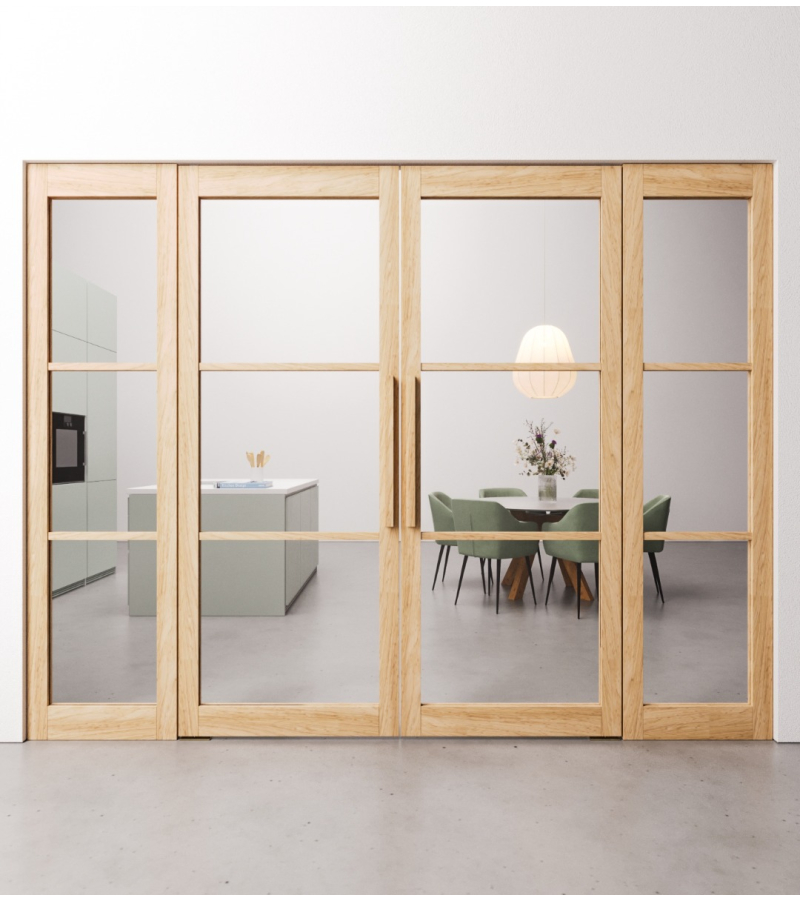 Dubbele Eiken taatsdeuren 3 vaks met zijpanelen op maat gemaakt