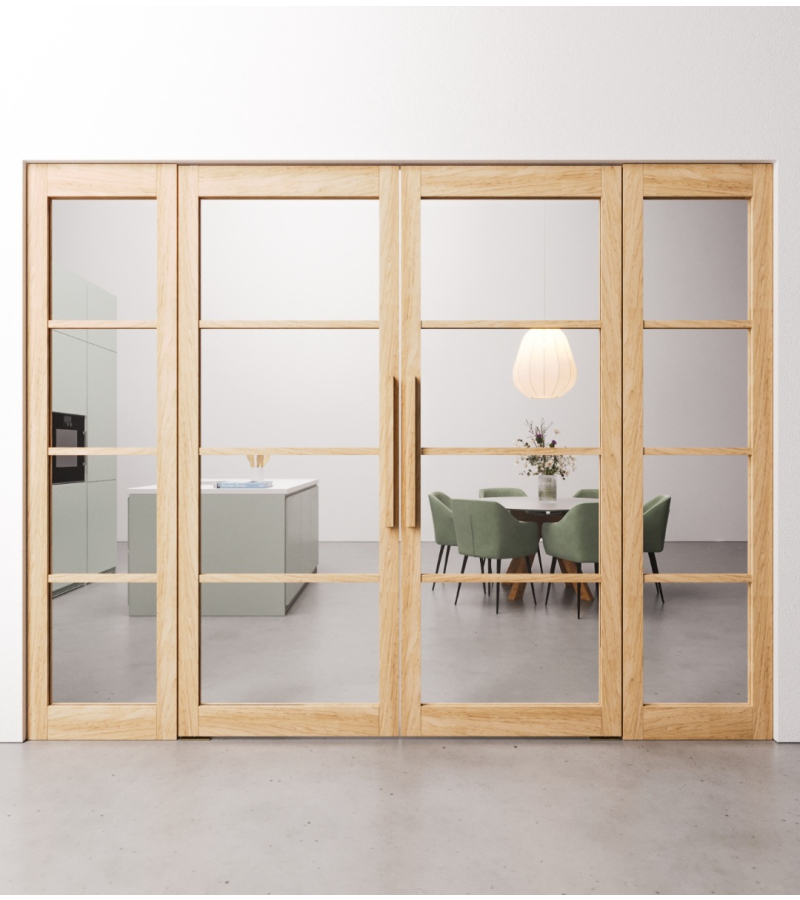 Dubbele Eiken taatsdeuren 4 vaks met zijpanelen op maat gemaakt