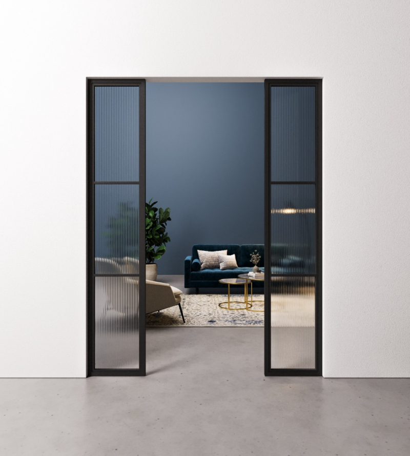 Dubbel Staal en Glas paneel 3 vaks