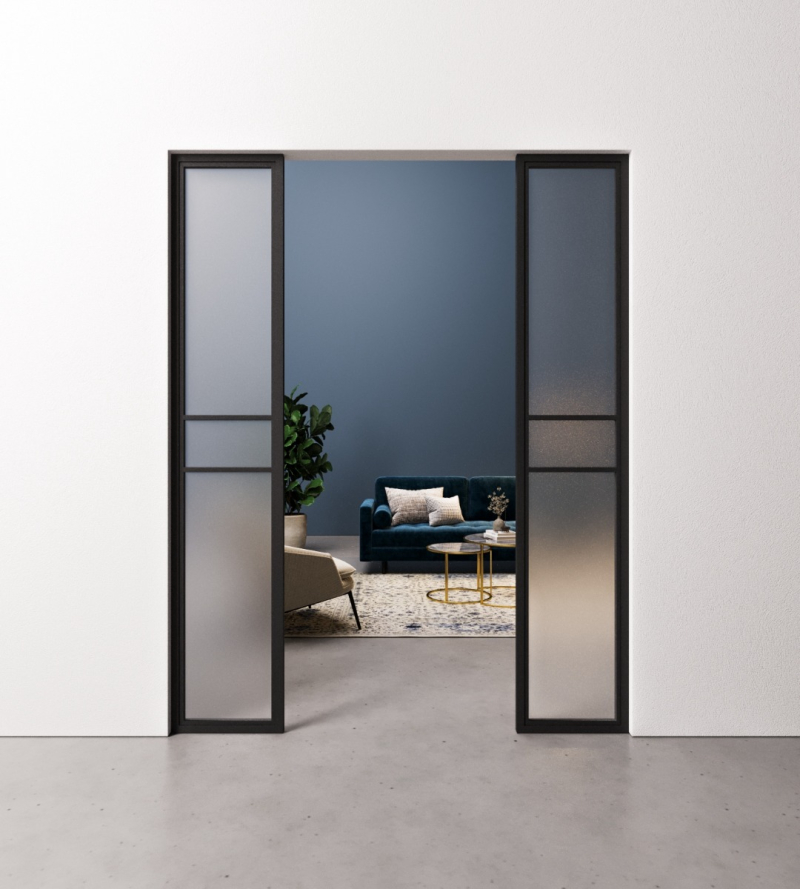 Dubbel Staal en Glas paneel 3 vaks modern