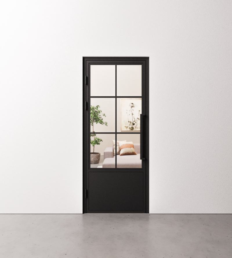 Binnendeur Staal en Glas 6 vaks met Kickplate Standaard Maten