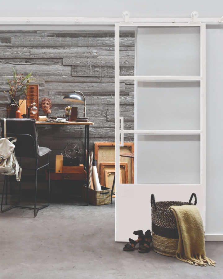 Schuifdeur Wit Aluminium en Glas met kickplate