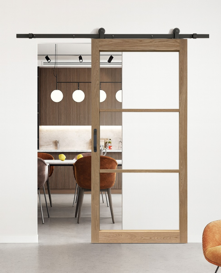 Loftdeur Eiken en glas 3 vaks