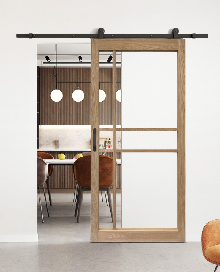 Loftdeur Eiken en glas 6 vaks modern