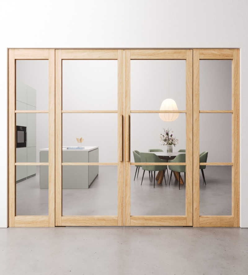 Dubbele Eiken taatsdeuren 3 vaks met zijpanelen op maat gemaakt