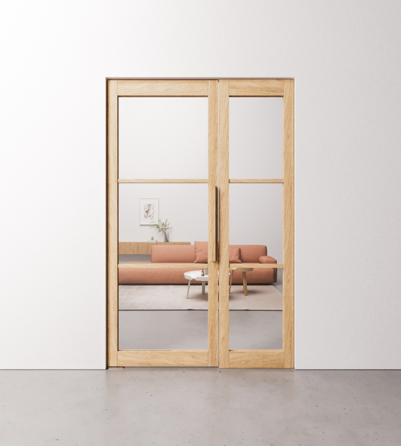 Eiken taatsdeur 3 vaks met zijpanelen op maat gemaakt