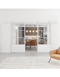 Witte Schuifdeur Staal en Glas Dubbel - op maat gemaakt