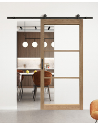 Loftdeur Eiken en glas 3 vaks