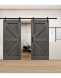 Dubbele Loftdeuren Steigerhout Leisteen Grijs