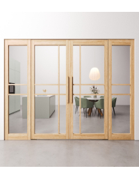 Dubbele Eiken taatsdeuren 6 vaks modern met zijpanelen op maat gemaakt