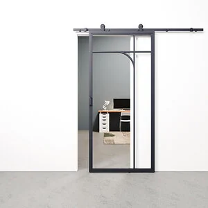 Schuifdeur staal en glas Classic Arc grijsblauw