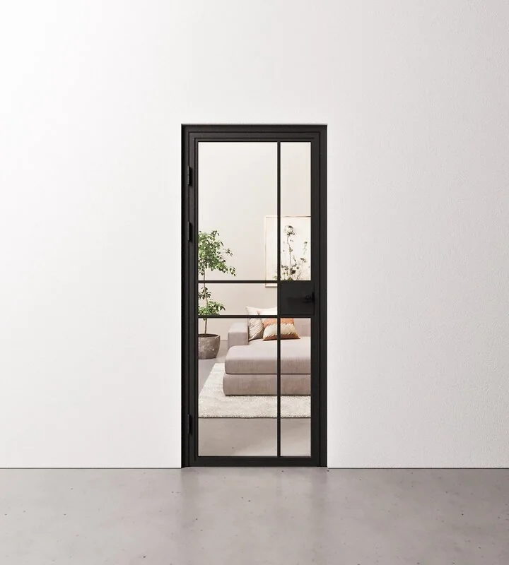 Binnendeur Staal en Glas met slot 6 vaks modern