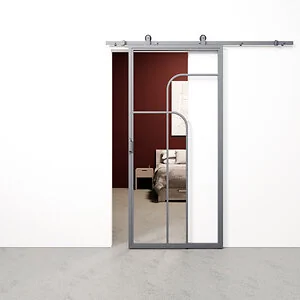 Schuifdeur staal en glas Double Arc ijzergrijs