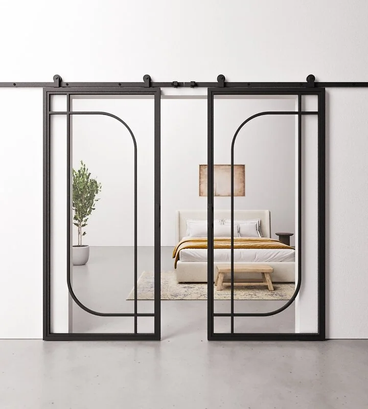 Dubbele Schuifdeur Staal en Glas Elegant