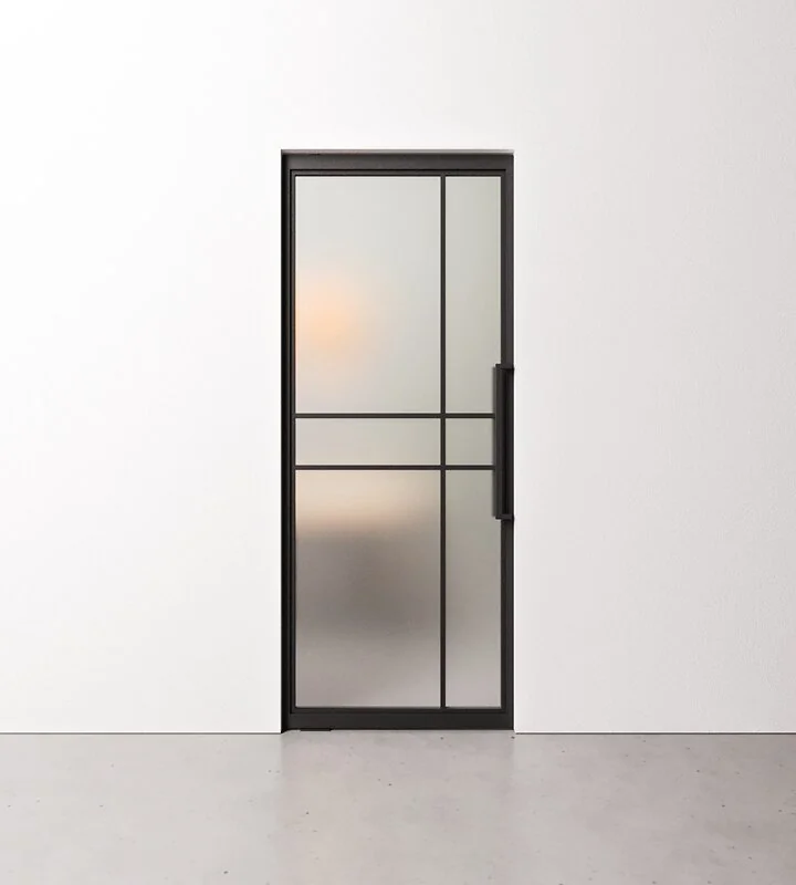 Taatsdeur 6 vaks modern met mat glas in standaard maten