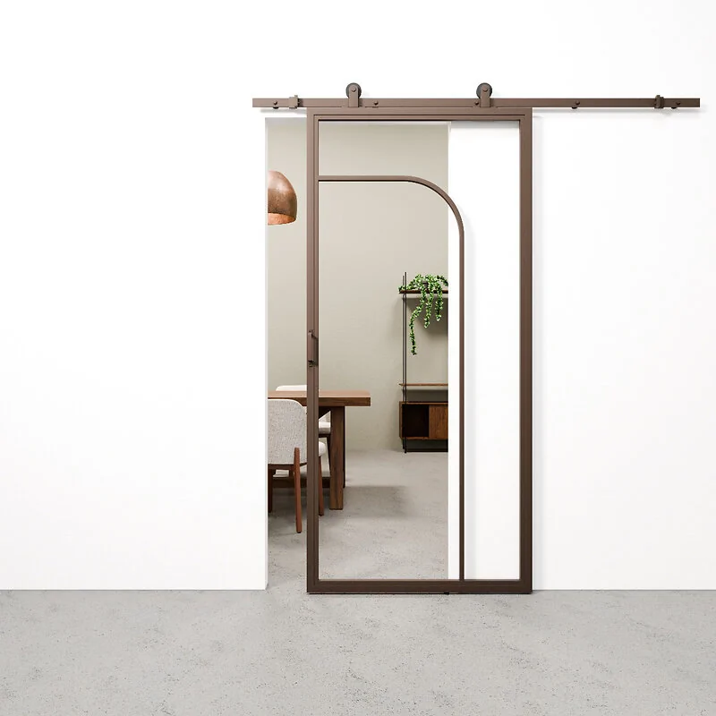 Schuifdeur staal en glas Arc brons