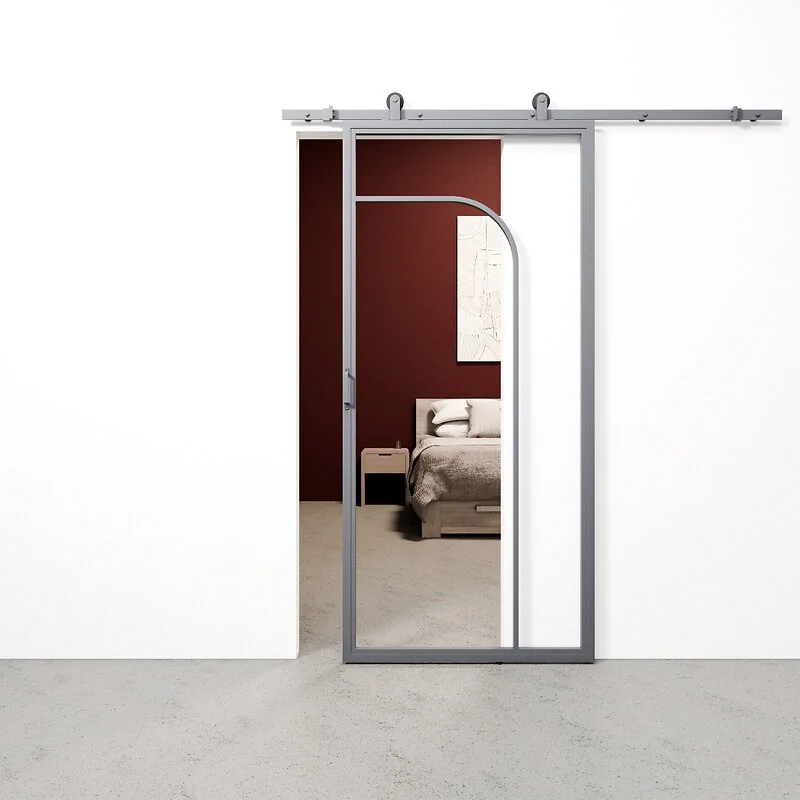 Schuifdeur staal en glas Arc ijzergrijs