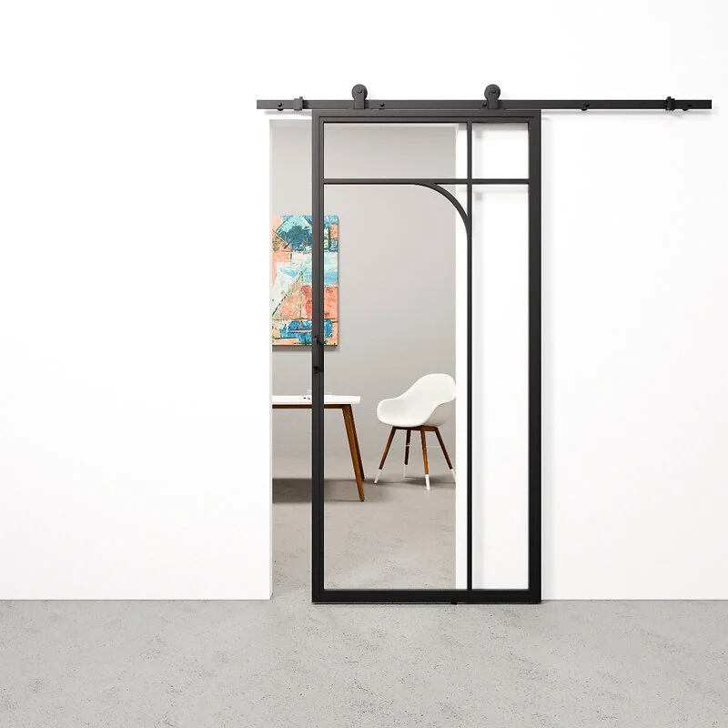 Schuifdeur staal en glas Classic Arc zwart