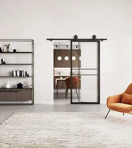 Outlet: Schuifdeur Staal en Glas 6 vaks modern 115 x 223 cm