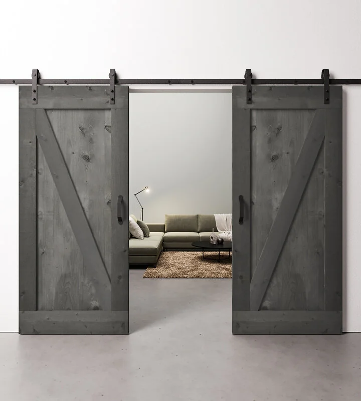 Dubbele Loftdeuren Steigerhout Leisteen Grijs