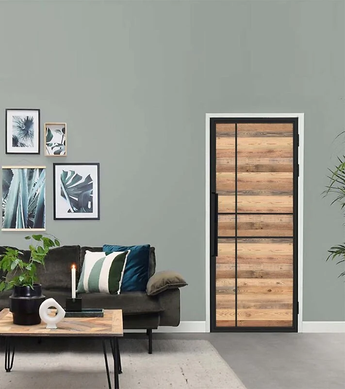 Binnendeur Staal met Barnwood 6 vaks modern