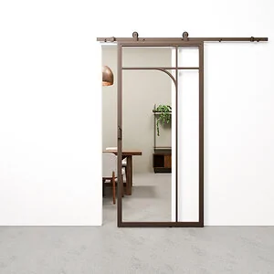 Schuifdeur staal en glas Classic Arc brons