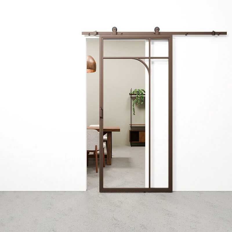 Schuifdeur staal en glas Classic Arc brons