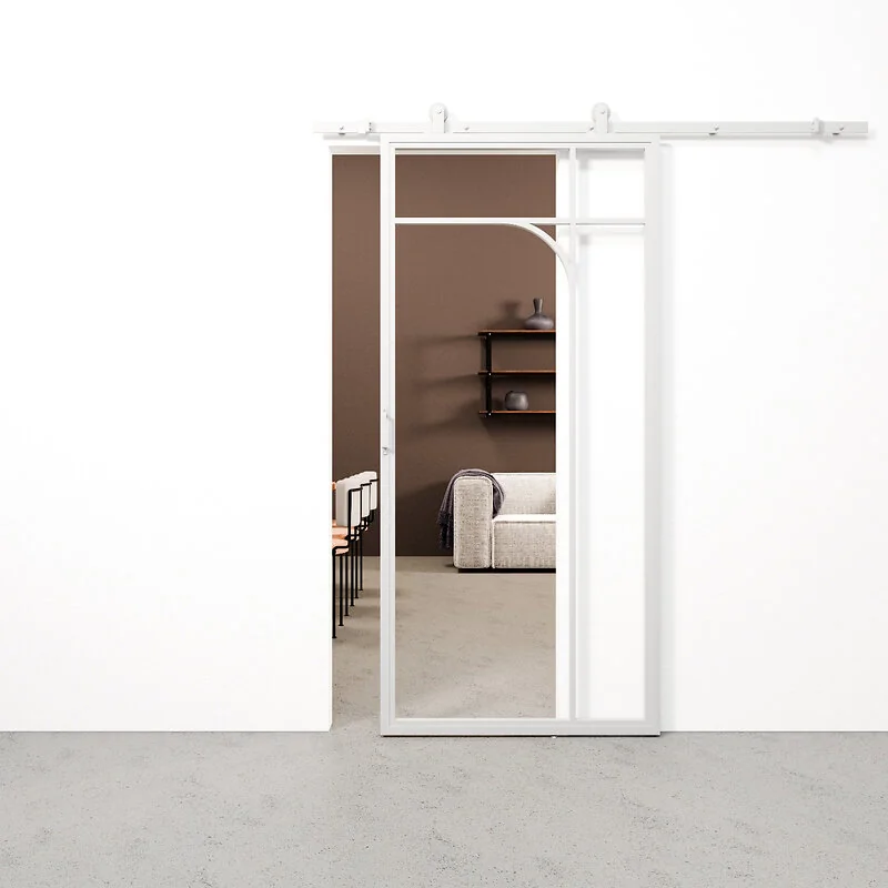 Schuifdeur staal en glas Classic Arc wit