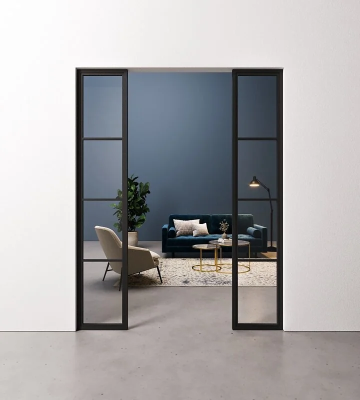 Dubbel Staal en Glas paneel 4 vaks