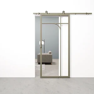 Schuifdeur staal en glas Classic Arc olijfgrijs