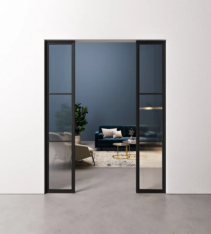 Dubbel Staal en Glas paneel 3 vaks