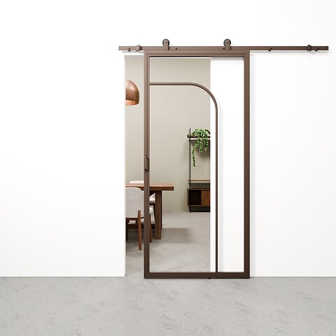 Floorweb_Studio_Brons_Schuifdeur_staal-glas_arc_simple_helder