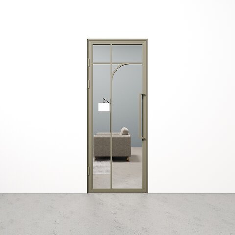 Floorweb_Studio_Olijfgroen_Draai_arc_classic_enkel_helder_linksdraaiend_kozijn
